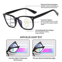 Load image into Gallery viewer, Square Progressive Reading Glasses Anti Light Presbyopic Glasses Spring Hinge