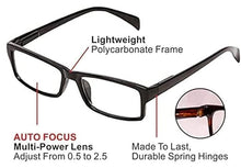 Load image into Gallery viewer, Glasses With Antiglare For Eye Protection -One Power Readers Auto Focus Reading Glasses,Clear Focus Adjusting Optic for Women and Men Rimless Blue Light Blocking Lenses