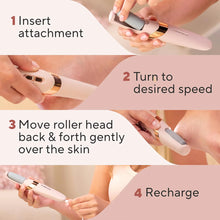 Load image into Gallery viewer, Pedi Electronic Tool File and Callus Remover Pedicure | Cordless Rechargeable Polishing Wand with 2 Roller Heads