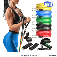 Load image into Gallery viewer, 11 Piece Premium Resistance Bands Set for Men, Women &amp; Girls
