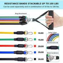 Load image into Gallery viewer, 11 Piece Premium Resistance Bands Set for Men, Women & Girls
