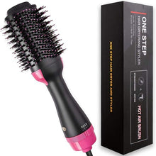 Load image into Gallery viewer, 4 IN 1 One Step Hair Dryer and Volumizer, Hot Air Brush, Styling Brush Styler, Negative Ion Hair Straightener Curler Brush for All Hairstyle-Black