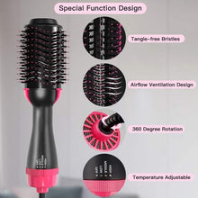 Load image into Gallery viewer, 4 IN 1 One Step Hair Dryer and Volumizer, Hot Air Brush, Styling Brush Styler, Negative Ion Hair Straightener Curler Brush for All Hairstyle-Black