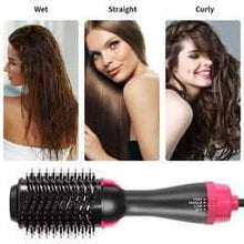 Load image into Gallery viewer, 4 IN 1 One Step Hair Dryer and Volumizer, Hot Air Brush, Styling Brush Styler, Negative Ion Hair Straightener Curler Brush for All Hairstyle-Black