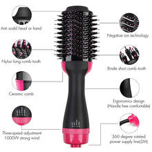 Load image into Gallery viewer, 4 IN 1 One Step Hair Dryer and Volumizer, Hot Air Brush, Styling Brush Styler, Negative Ion Hair Straightener Curler Brush for All Hairstyle-Black