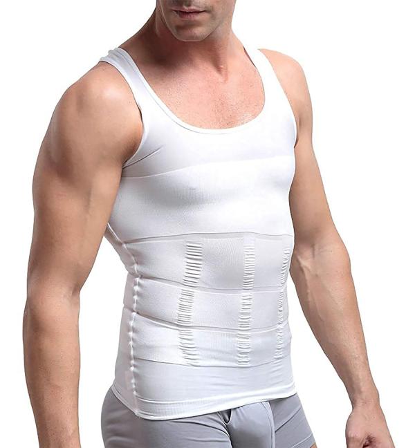SlimO'fitᵀᴹ -  Everyday  Slimming Tummy Abdomen & Chest Shapewear Shaper Vest/Men's Undershirt Vest to Look Slim Instantly (White)