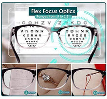 Load image into Gallery viewer, AUTO FOCUS  One Power Reading Lens FROM+0.5 to 2.5 - Read Small Print and Computer Screens - Flex Focus Optics Reading Lens for Men &amp;  Women
