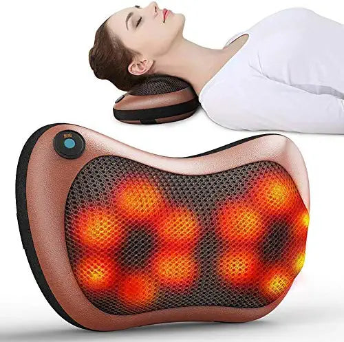 Electronic Neck Cushion Full Body Massager with Heat for pain relief Massage Machine for Neck Back Shoulder Pillow Massager - Swiss Relaxation therapy (Brown)