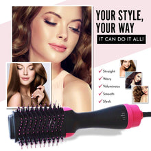 Load image into Gallery viewer, 4 IN 1 One Step Hair Dryer and Volumizer, Hot Air Brush, Styling Brush Styler, Negative Ion Hair Straightener Curler Brush for All Hairstyle-Black
